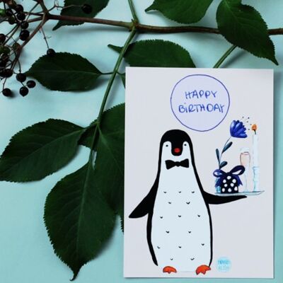 Postkarte Pinguin