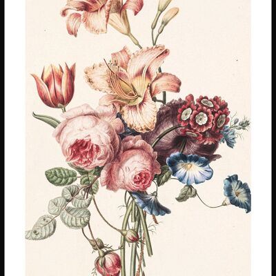 Affiche Vintage Illustration Bouquet Coloré - 30 x 21 cm