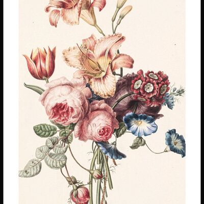 Vintage Poster Illustration bunter Blumenstrauß - 40 x 30 cm