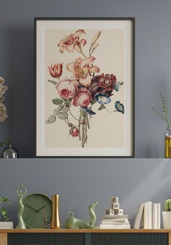 Affiche Vintage Illustration Bouquet Coloré - 40 x 30 cm 3