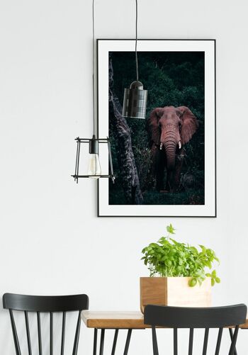 Affiche Éléphants dans la verdure - 21 x 30 cm 3