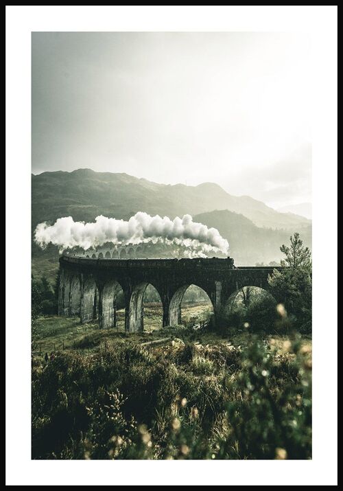 Fotografie Poster Eisenbahn auf Brücke - 21 x 30 cm