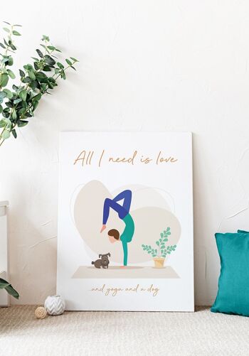 All I need is love' Yoga Poster avec Chien - 21 x 30 cm 5