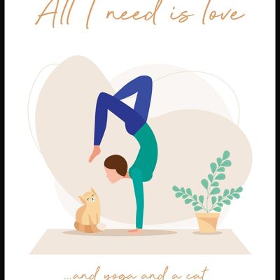 Todo lo que necesito es amor' Póster de yoga - 21 x 30 cm