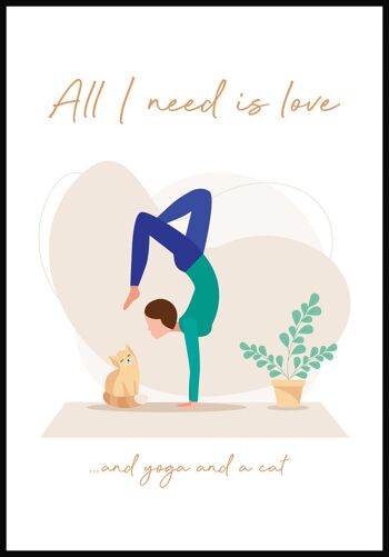 Tout ce dont j'ai besoin c'est de l'amour' Yoga Poster - 21 x 30 cm 1