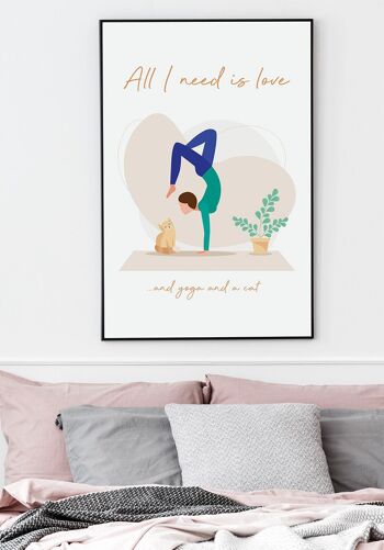 Tout ce dont j'ai besoin c'est de l'amour' Yoga Poster - 21 x 30 cm 3