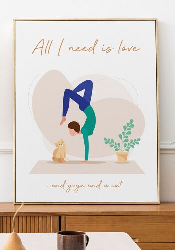 Tout ce dont j'ai besoin c'est de l'amour' Yoga Poster - 50 x 70 cm 6