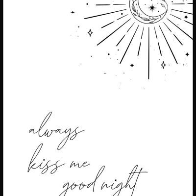 Always kiss me good night' Typografie Poster - 21 x 30 cm