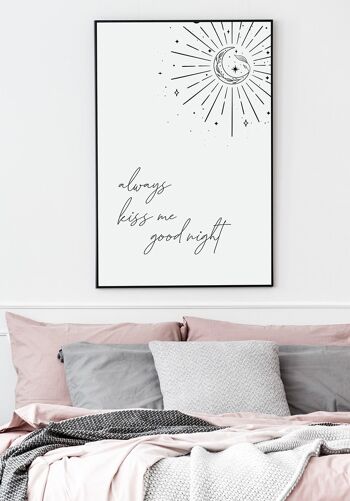 Toujours embrasse-moi bonne nuit' Affiche Typographie - 50 x 70 cm 3