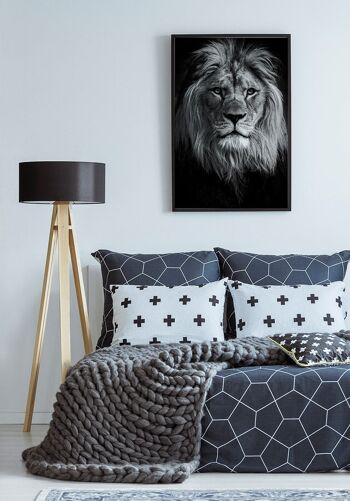 Affiche Photographie Noir et Blanc Lion - 30 x 40 cm 3