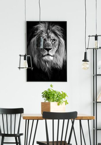 Affiche Photographie Noir et Blanc Lion - 30 x 40 cm 5
