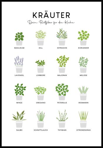 Affiche illustrée Herbes de cuisine (Allemand) - 30 x 40 cm 1