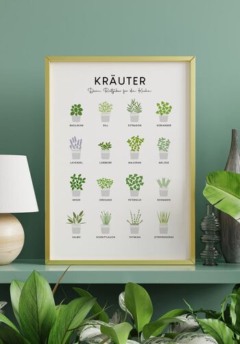 Affiche illustrée Herbes de cuisine (Allemand) - 30 x 40 cm 2