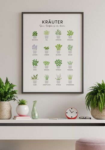 Affiche illustrée herbes de cuisine (allemand) - 70 x 100 cm 3