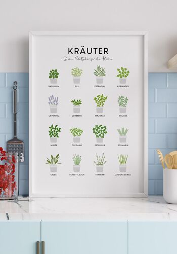 Affiche illustrée herbes de cuisine (allemand) - 70 x 100 cm 7