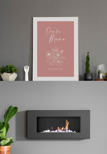 Affiche typographie Merci maman en rose - 21 x 30 cm 6