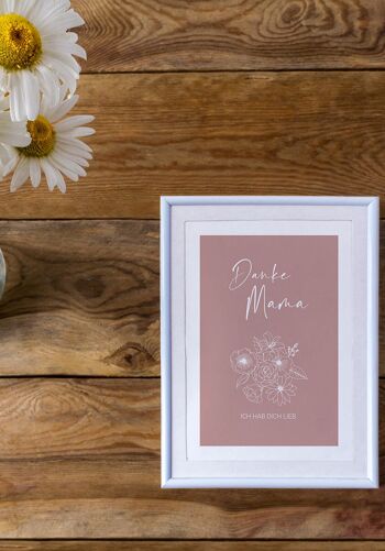 Affiche typographie Merci maman en rose - 21 x 30 cm 7