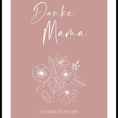 Danke Mama Typografie Poster in rosé - 50 x 70 cm