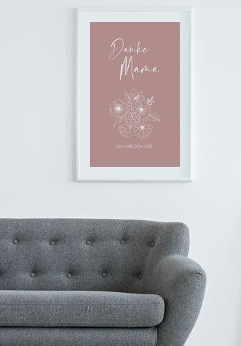 Affiche typographie Merci maman en rose - 50 x 70 cm 3
