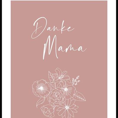 Danke Mama Typografie Poster in rosé - 70 x 100 cm