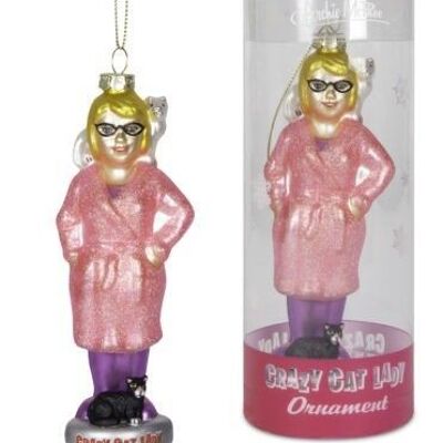 Ornament – crazy cat lady glass