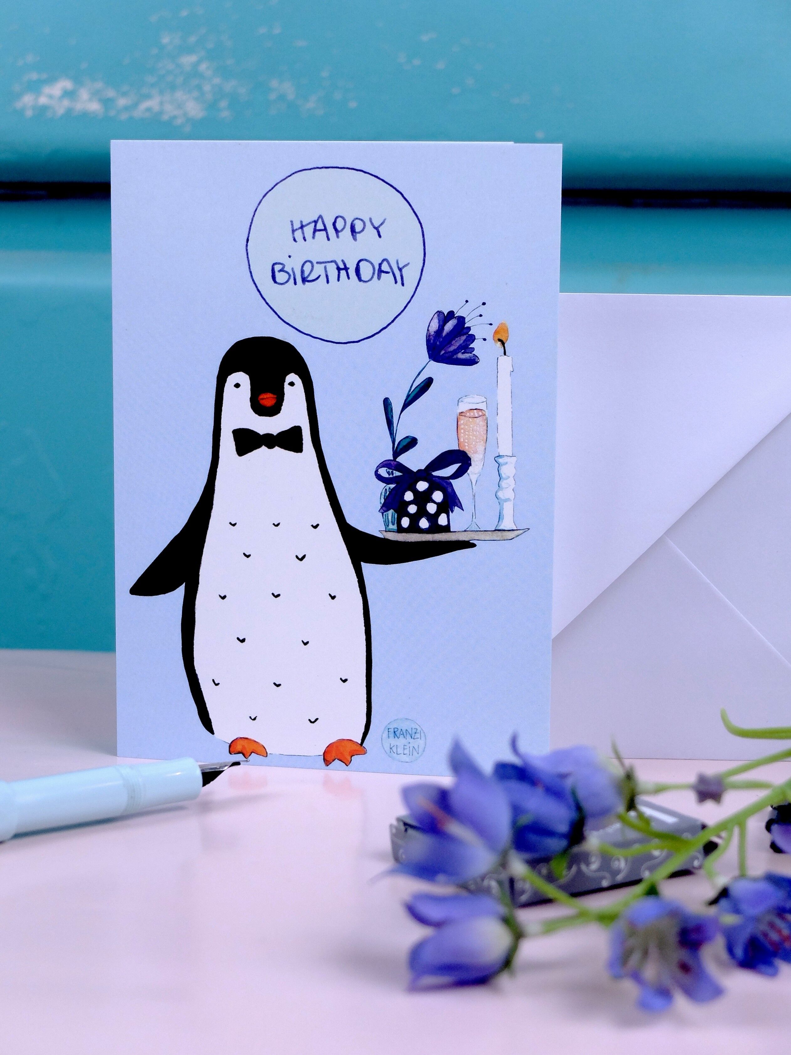 Greeting card A6 penguin