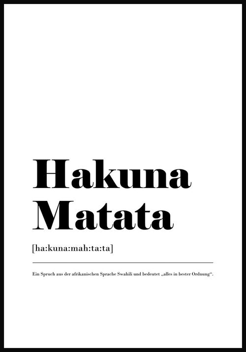 Hakuna Matata Poster - 30 x 40 cm