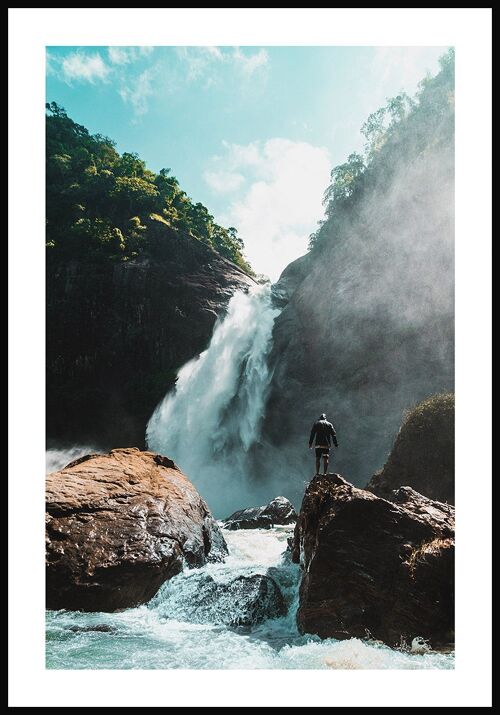 Fotografie-Poster Wasserfall mit Mann - 21 x 30 cm