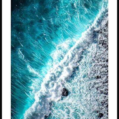 Affiche mer turquoise avec vagues - 21 x 30 cm
