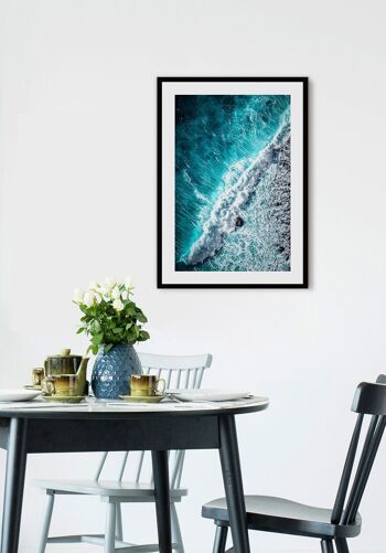 Affiche mer turquoise avec vagues - 21 x 30 cm 2