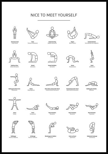 Affiche exercices de yoga avec illustrations - 30 x 40 cm 1