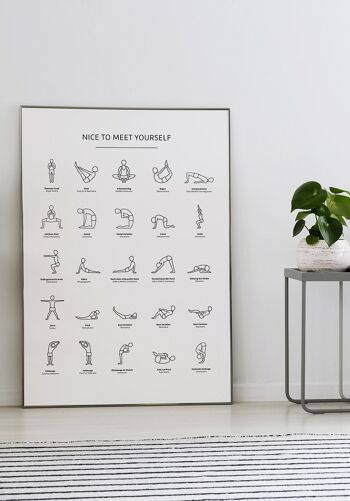 Affiche exercices de yoga avec illustrations - 30 x 40 cm 3