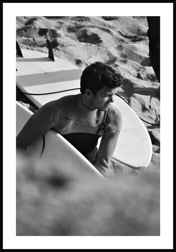 Affiche photographie surfeur noir et blanc - 21 x 30 cm 1