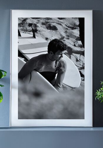 Affiche photographie surfeur noir et blanc - 21 x 30 cm 3