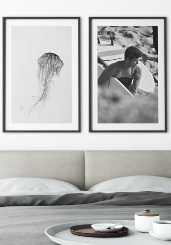 Affiche photographie surfeur noir et blanc - 21 x 30 cm 6