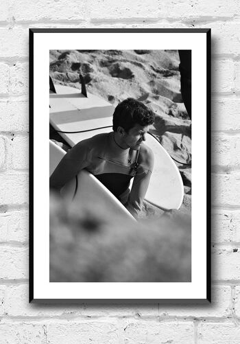 Affiche photographie surfeur noir et blanc - 30 x 40 cm 2