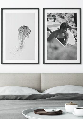Affiche photographie surfeur noir et blanc - 40 x 50 cm 6