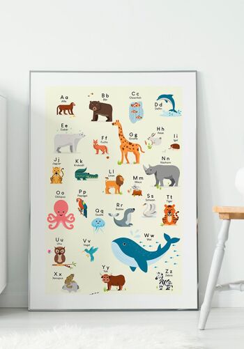 Affiche ABC pour enfants avec animaux - 30 x 40 cm 2