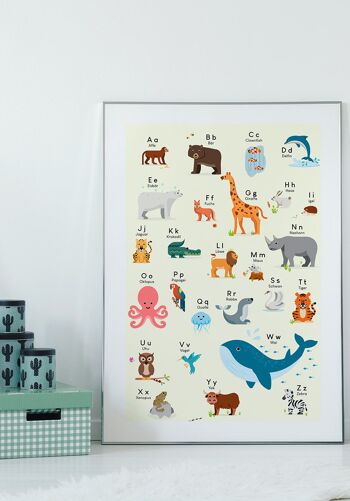 Affiche ABC pour enfants avec animaux - 30 x 40 cm 3