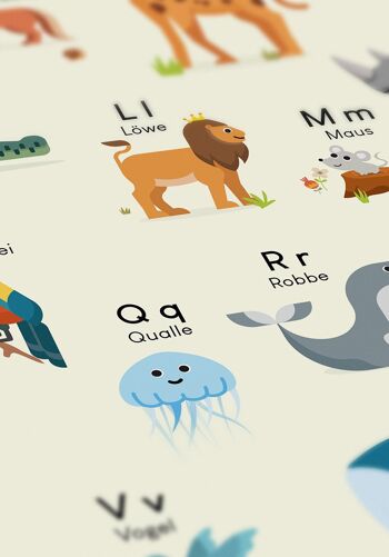 Affiche ABC pour enfants avec animaux - 30 x 40 cm 5