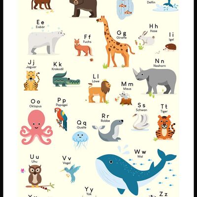 ABC Poster für Kinder mit Tieren - 50 x 70 cm