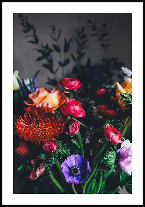 Blumen-Fotografie Poster von buntem Strauß - 21 x 30 cm