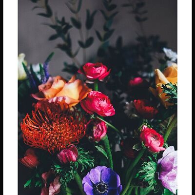 Affiche de photographie de fleurs de bouquet coloré - 40 x 50 cm