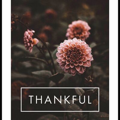 Thankful Poster mit Blumen-Fotografie - 21 x 30 cm