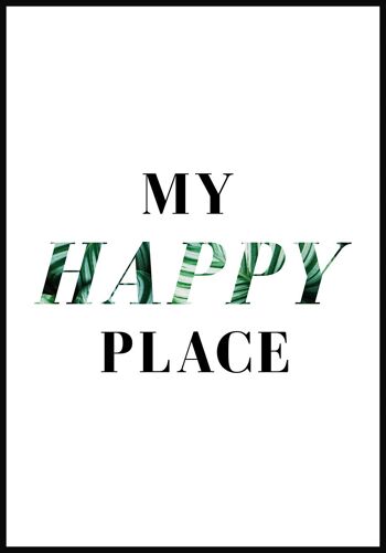 Affiche typographie My happy place avec écriture noire - 21 x 30 cm 1