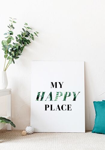 Affiche typographie My happy place avec écriture noire - 21 x 30 cm 4