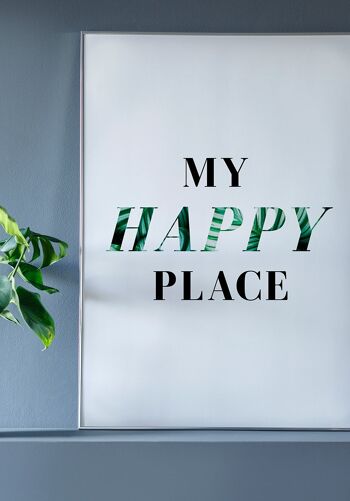 Affiche typographie My happy place avec lettrage noir - 40 x 50 cm 3