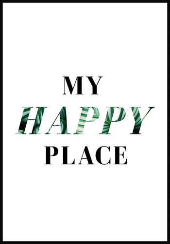 Affiche typographie My happy place avec lettrage noir - 50 x 70 cm 1