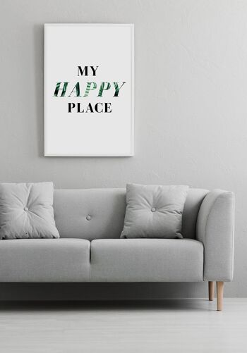 Affiche typographie My happy place avec lettrage noir - 50 x 70 cm 2