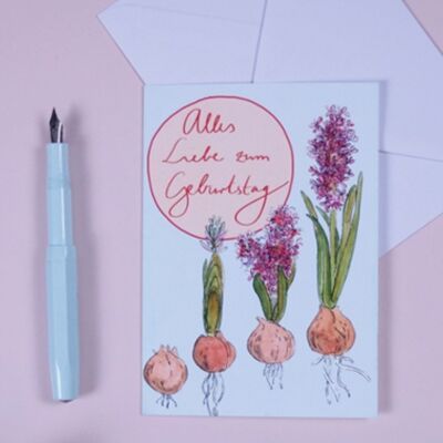 Greeting card A6 hyacinth